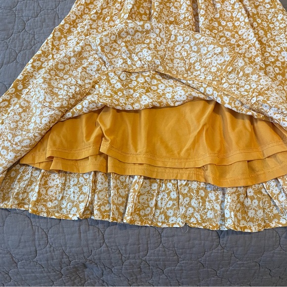 Maternity yellow ruffle smocked dress, size large - Picture 7 of 12